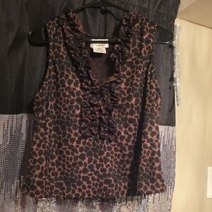 🔵Chic Animal Print Ruffle Blouse